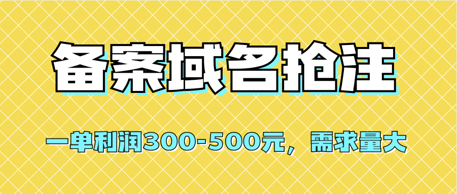 【全网首发】备案域名抢注，一单利润300-500元，需求量大副业联盟-网创项目资源站-副业项目-创业项目-搞钱项目副业联盟