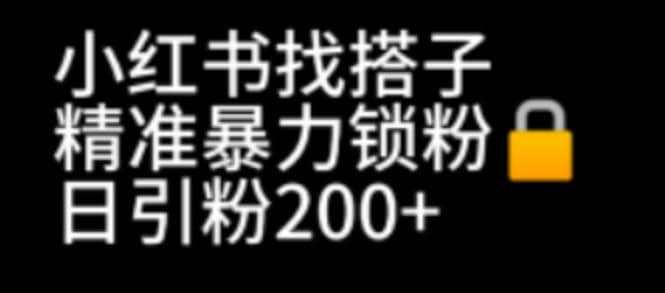 小红书找搭子暴力精准锁粉+引流日引200+精准粉副业联盟-网创项目资源站-副业项目-创业项目-搞钱项目副业联盟