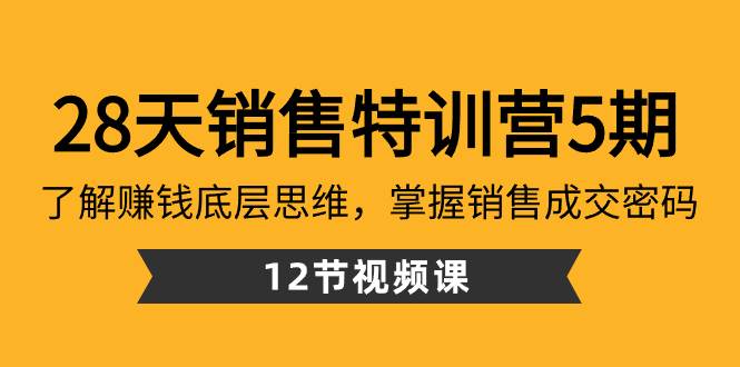 28天·销售特训营5期：了解赚钱底层思维，掌握销售成交密码（12节课）副业联盟-网创项目资源站-副业项目-创业项目-搞钱项目副业联盟