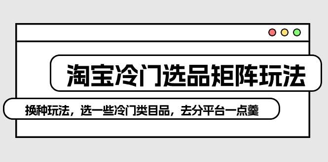 淘宝冷门选品矩阵玩法：换种玩法，选一些冷门类目品，去分平台一点羹副业联盟-网创项目资源站-副业项目-创业项目-搞钱项目副业联盟