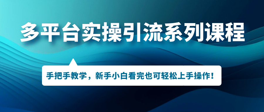 多平台实操引流系列课程，手把手教学，新手小白看完也可轻松上手引流操作副业联盟-网创项目资源站-副业项目-创业项目-搞钱项目副业联盟