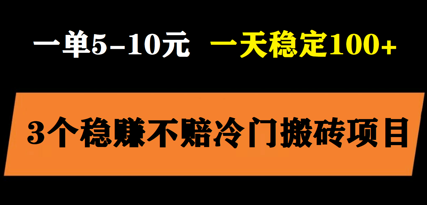 3个最新稳定的冷门搬砖项目，小白无脑照抄当日变现日入过百副业联盟-网创项目资源站-副业项目-创业项目-搞钱项目副业联盟
