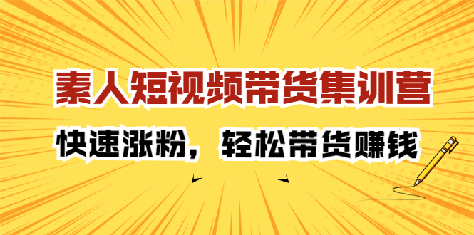 素人短视频带货集训营：快速涨粉，轻松带货赚钱副业联盟-网创项目资源站-副业项目-创业项目-搞钱项目副业联盟