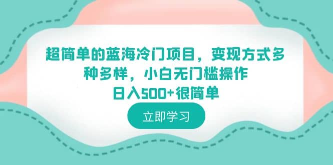 超简单的蓝海冷门项目，变现方式多种多样，小白无门槛操作日入500+很简单副业联盟-网创项目资源站-副业项目-创业项目-搞钱项目副业联盟