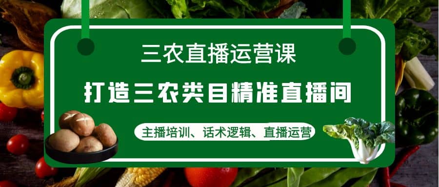 三农直播运营课：打造三农类目精准直播间，主播培训、话术逻辑、直播运营副业联盟-网创项目资源站-副业项目-创业项目-搞钱项目副业联盟