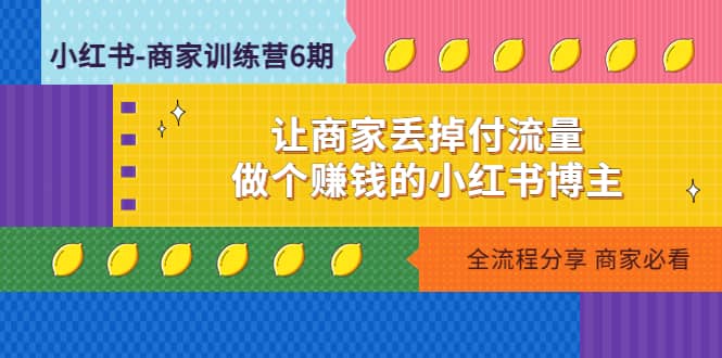 小红书-商家训练营12期：让商家丢掉付流量副业联盟-网创项目资源站-副业项目-创业项目-搞钱项目副业联盟
