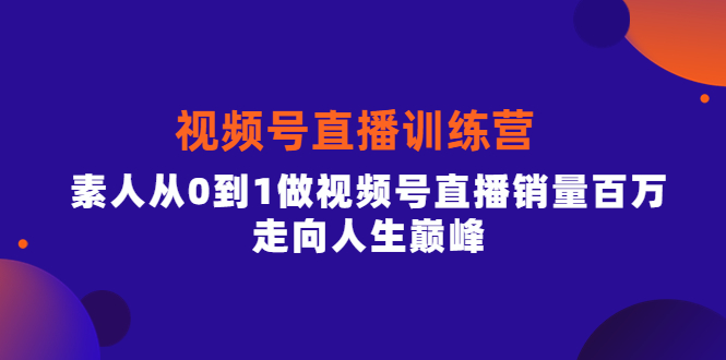 视频号直播训练营，素人从0到1做视频号直播销量百万，走向人生巅峰副业联盟-网创项目资源站-副业项目-创业项目-搞钱项目副业联盟