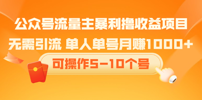 公众号流量主暴利撸收益项目，空闲时间操作副业联盟-网创项目资源站-副业项目-创业项目-搞钱项目副业联盟