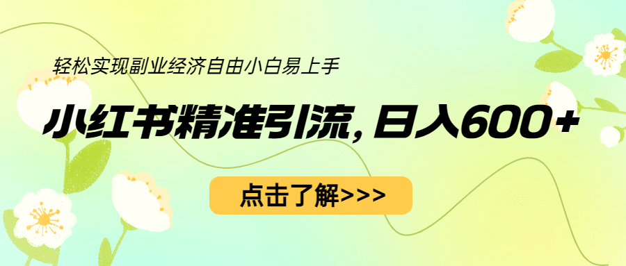 小红书精准引流，小白日入600+，轻松实现副业经济自由（教程+1153G资源）副业联盟-网创项目资源站-副业项目-创业项目-搞钱项目副业联盟