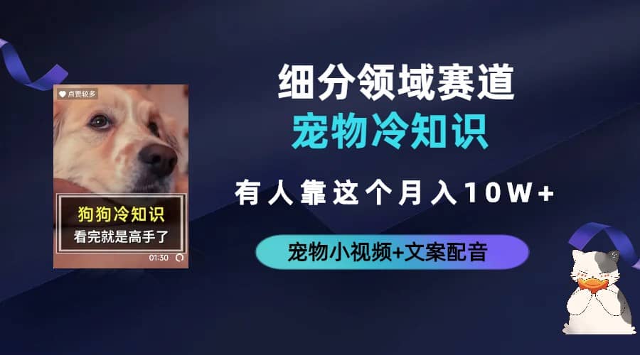 不起眼的抖音细分赛道-宠物冷知识，一段宠物视频配文案，有人靠这个月入10w副业联盟-网创项目资源站-副业项目-创业项目-搞钱项目副业联盟