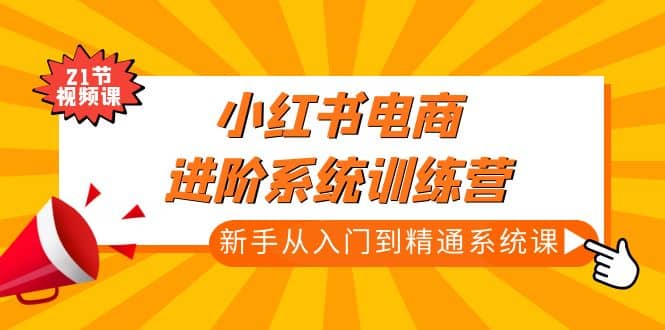 小红书电商进阶系统训练营：新手从入门到精通系统课（21节视频课）副业联盟-网创项目资源站-副业项目-创业项目-搞钱项目副业联盟