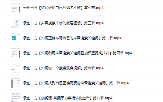 云创一方2022抖音SEO系列课程，教你如何快速上抖音搜索排名第一副业联盟-网创项目资源站-副业项目-创业项目-搞钱项目副业联盟