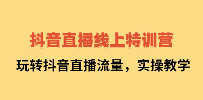 抖音直播线上特训营：玩转抖音直播流量，实操教学副业联盟-网创项目资源站-副业项目-创业项目-搞钱项目副业联盟