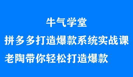 牛气学堂拼多多打造爆款系统实战课，老陶带你轻松打造爆款副业联盟-网创项目资源站-副业项目-创业项目-搞钱项目副业联盟