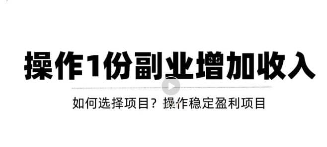 新手如何通过操作副业增加收入，从项目选择到玩法分享！【视频教程】副业联盟-网创项目资源站-副业项目-创业项目-搞钱项目副业联盟