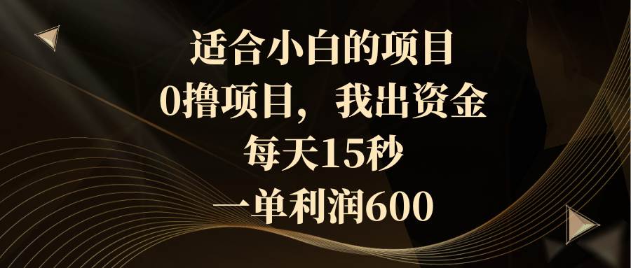 适合小白的项目，0撸项目，我出资金，每天15秒，一单利润600副业联盟-网创项目资源站-副业项目-创业项目-搞钱项目副业联盟