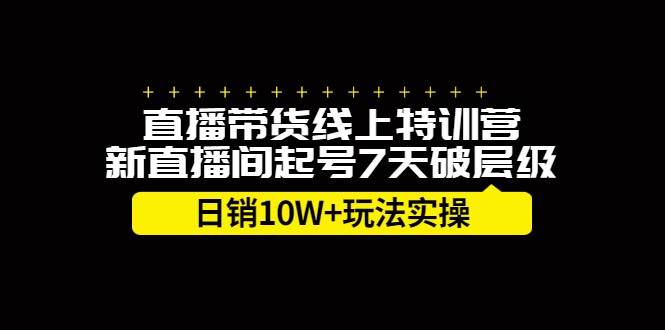 直播带货线上特训营，新直播间起号7天破层级日销10万玩法实操副业联盟-网创项目资源站-副业项目-创业项目-搞钱项目副业联盟