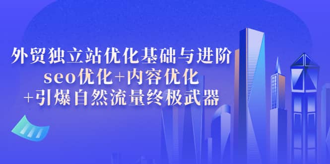 外贸独立站优化基础与进阶，seo优化+内容优化+引爆自然流量终极武器副业联盟-网创项目资源站-副业项目-创业项目-搞钱项目副业联盟