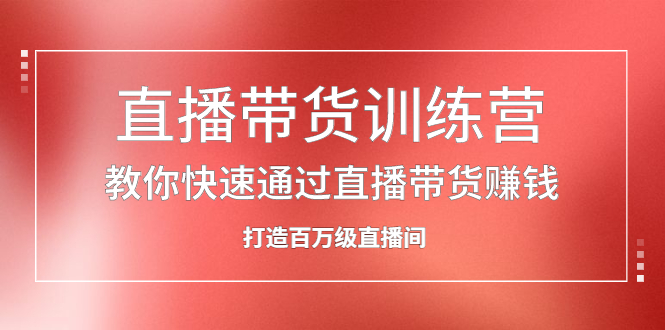 直播带货训练营，教你快速通过直播带货赚钱，打造百万级直播间副业联盟-网创项目资源站-副业项目-创业项目-搞钱项目副业联盟