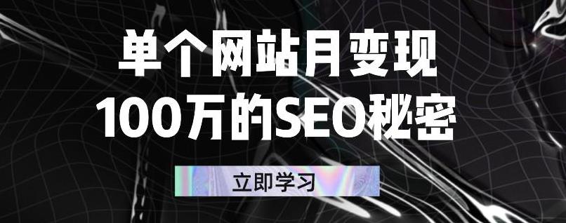单个网站月变现100万的SEO秘密，百分百做出赚钱站点副业联盟-网创项目资源站-副业项目-创业项目-搞钱项目副业联盟
