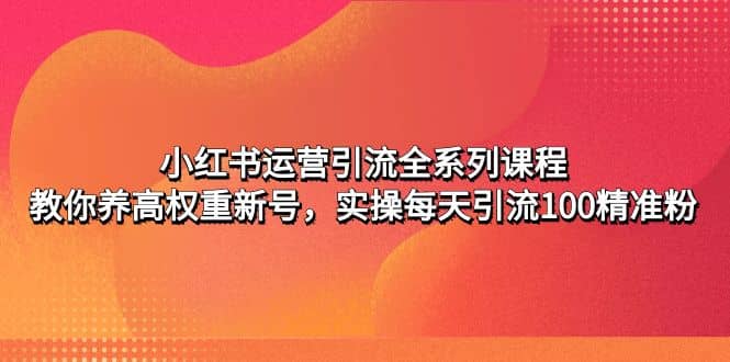 小红书运营引流全系列课程：教你养高权重新号副业联盟-网创项目资源站-副业项目-创业项目-搞钱项目副业联盟