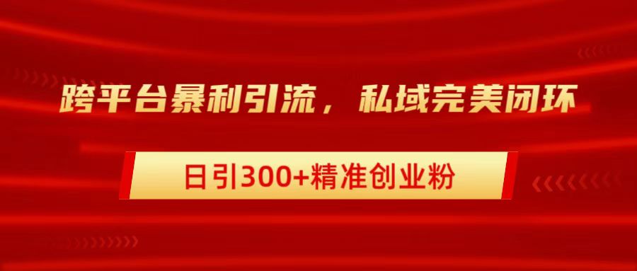 跨平台暴力引流，私域完美闭环，日引300+精准创业粉副业联盟-网创项目资源站-副业项目-创业项目-搞钱项目副业联盟
