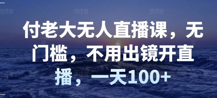 付老大无人直播课，无门槛，不用出镜开直播，一天100+副业联盟-网创项目资源站-副业项目-创业项目-搞钱项目副业联盟