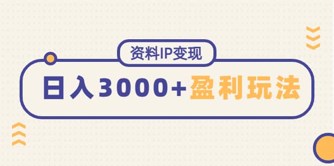 资料IP变现，持续性盈利玩法副业联盟-网创项目资源站-副业项目-创业项目-搞钱项目副业联盟