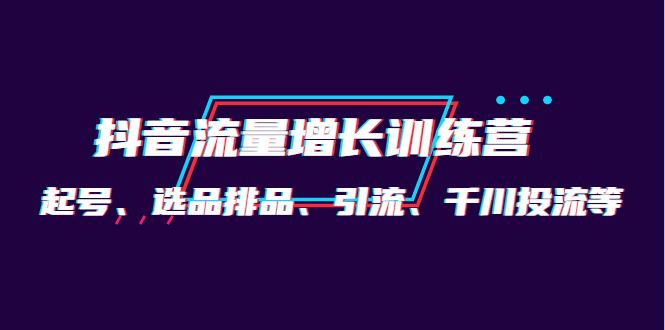 月销1.6亿实操团队·抖音流量增长训练营：起号、选品排品、引流 千川投流等副业联盟-网创项目资源站-副业项目-创业项目-搞钱项目副业联盟