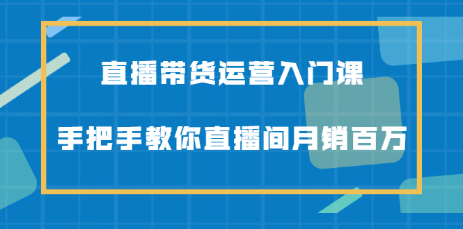 直播带货运营入门课，手把手教你直播间月销百万副业联盟-网创项目资源站-副业项目-创业项目-搞钱项目副业联盟