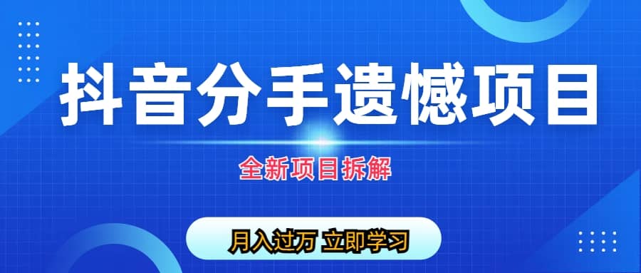 自媒体抖音分手遗憾项目私域项目拆解副业联盟-网创项目资源站-副业项目-创业项目-搞钱项目副业联盟