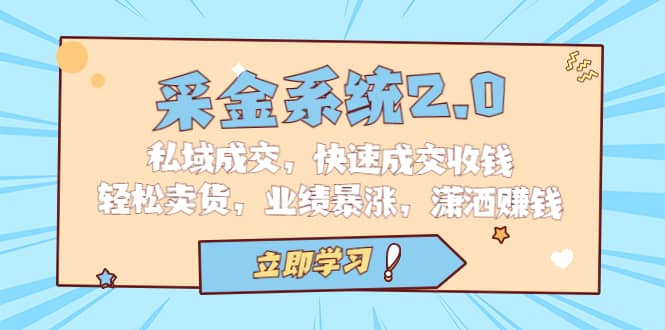 采金 系统2.0，私域成交，快速成交收钱，轻松卖货，业绩暴涨，潇洒赚钱副业联盟-网创项目资源站-副业项目-创业项目-搞钱项目副业联盟