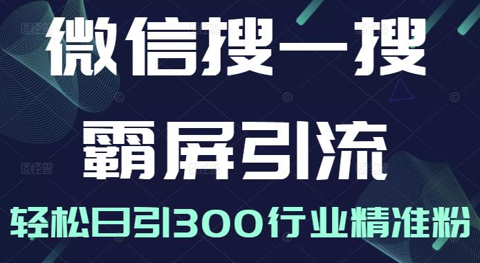 微信搜一搜霸屏引流课，打造被动精准引流系统，轻松日引300行业精准粉【无水印】副业联盟-网创项目资源站-副业项目-创业项目-搞钱项目副业联盟