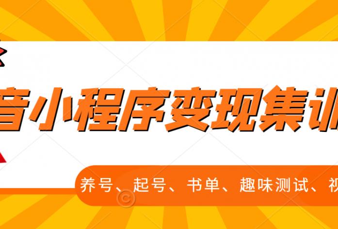 抖音小程序变现集训课，养号、起号、书单、趣味测试、视频剪辑，全套流程副业联盟-网创项目资源站-副业项目-创业项目-搞钱项目副业联盟