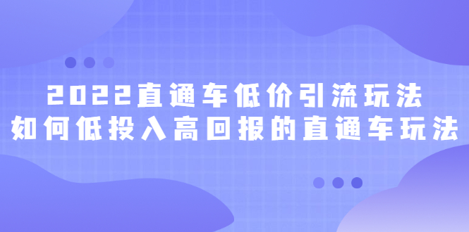 2022直通车低价引流玩法，教大家如何低投入高回报的直通车玩法副业联盟-网创项目资源站-副业项目-创业项目-搞钱项目副业联盟