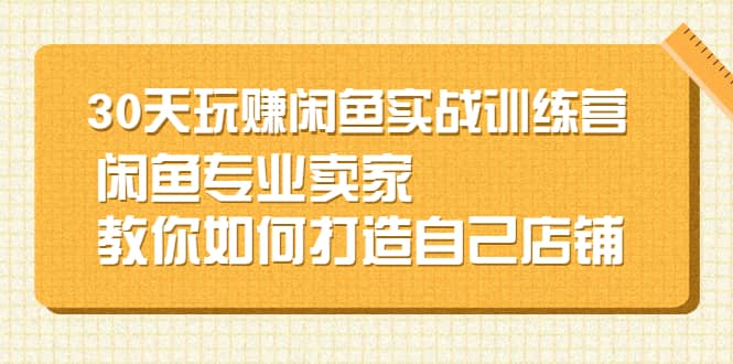 30天玩赚闲鱼实战训练营，闲鱼专业卖家教你如何打造自己店铺副业联盟-网创项目资源站-副业项目-创业项目-搞钱项目副业联盟