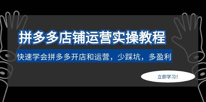 拼多多店铺运营实操教程：快速学会拼多多开店和运营，少踩坑，多盈利副业联盟-网创项目资源站-副业项目-创业项目-搞钱项目副业联盟