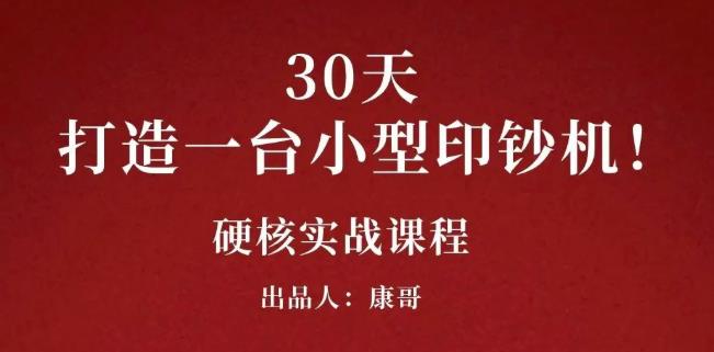 康哥30天打造一台小型印钞机：躺赚30万的项目完整复盘（视频教程）副业联盟-网创项目资源站-副业项目-创业项目-搞钱项目副业联盟