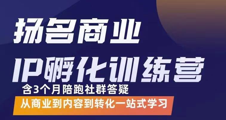 杨名商业IP孵化训练营，从商业到内容到转化一站式学 价值5980元副业联盟-网创项目资源站-副业项目-创业项目-搞钱项目副业联盟