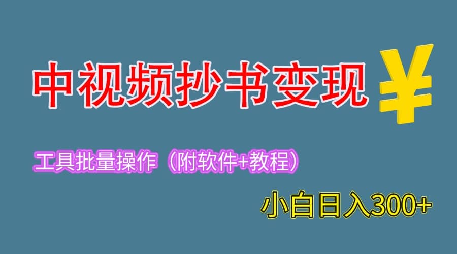 2023中视频抄书变现（附工具+教程），一天300+，特别适合新手操作的副业副业联盟-网创项目资源站-副业项目-创业项目-搞钱项目副业联盟