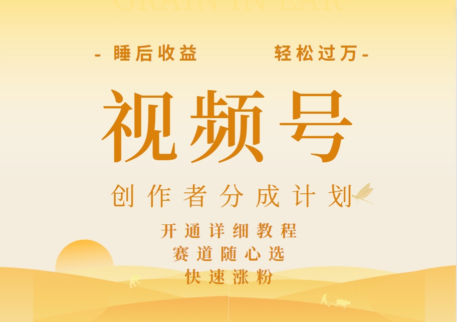 详解视频号创作者分成计划，暴力起号，可同步多平台，实现睡后收入2W+，看懂即可操作！副业联盟-网创项目资源站-副业项目-创业项目-搞钱项目副业联盟
