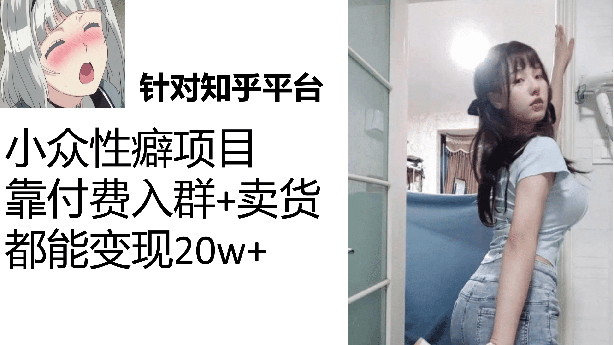 知乎小众性癖项目，Lsp的钱才是最好赚的，付费建群+卖货变现20w副业联盟-网创项目资源站-副业项目-创业项目-搞钱项目副业联盟