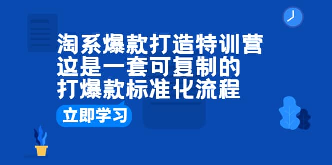 淘系爆款打造特训营：这是一套可复制的打爆款标准化流程副业联盟-网创项目资源站-副业项目-创业项目-搞钱项目副业联盟