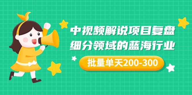某付费文章：中视频解说项目复盘：细分领域的蓝海行业 批量单天200-300收益副业联盟-网创项目资源站-副业项目-创业项目-搞钱项目副业联盟