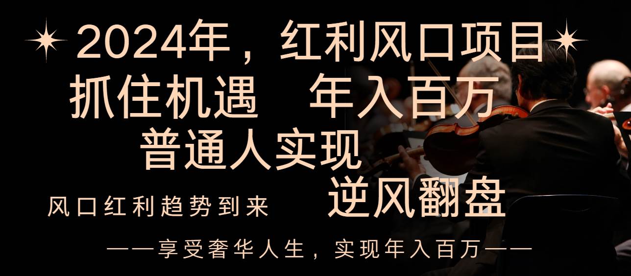 2024红利风口项目来袭，享受第一波红利，逆风翻盘普通人也能实现，年入百万副业联盟-网创项目资源站-副业项目-创业项目-搞钱项目副业联盟