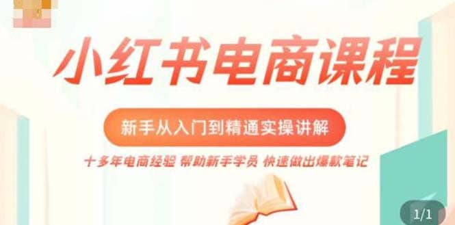 小红书电商新手入门到精通实操课，从入门到精通做爆款笔记，开店运营副业联盟-网创项目资源站-副业项目-创业项目-搞钱项目副业联盟