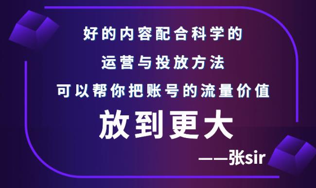 张sir账号流量增长课，告别海王流量，让你的流量更精准副业联盟-网创项目资源站-副业项目-创业项目-搞钱项目副业联盟