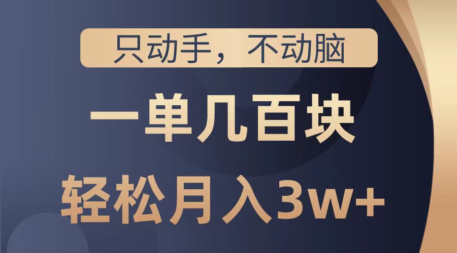 只动手不动脑，一单几百块，轻松月入2w+，看完就能直接操作，详细教程副业联盟-网创项目资源站-副业项目-创业项目-搞钱项目副业联盟