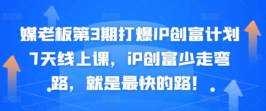 媒老板第3期打爆IP创富计划7天线上课，iP创富少走弯路，就是最快的路！副业联盟-网创项目资源站-副业项目-创业项目-搞钱项目副业联盟