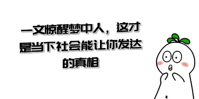 某公众号付费文章《一文 惊醒梦中人，这才是当下社会能让你发达的真相》副业联盟-网创项目资源站-副业项目-创业项目-搞钱项目副业联盟